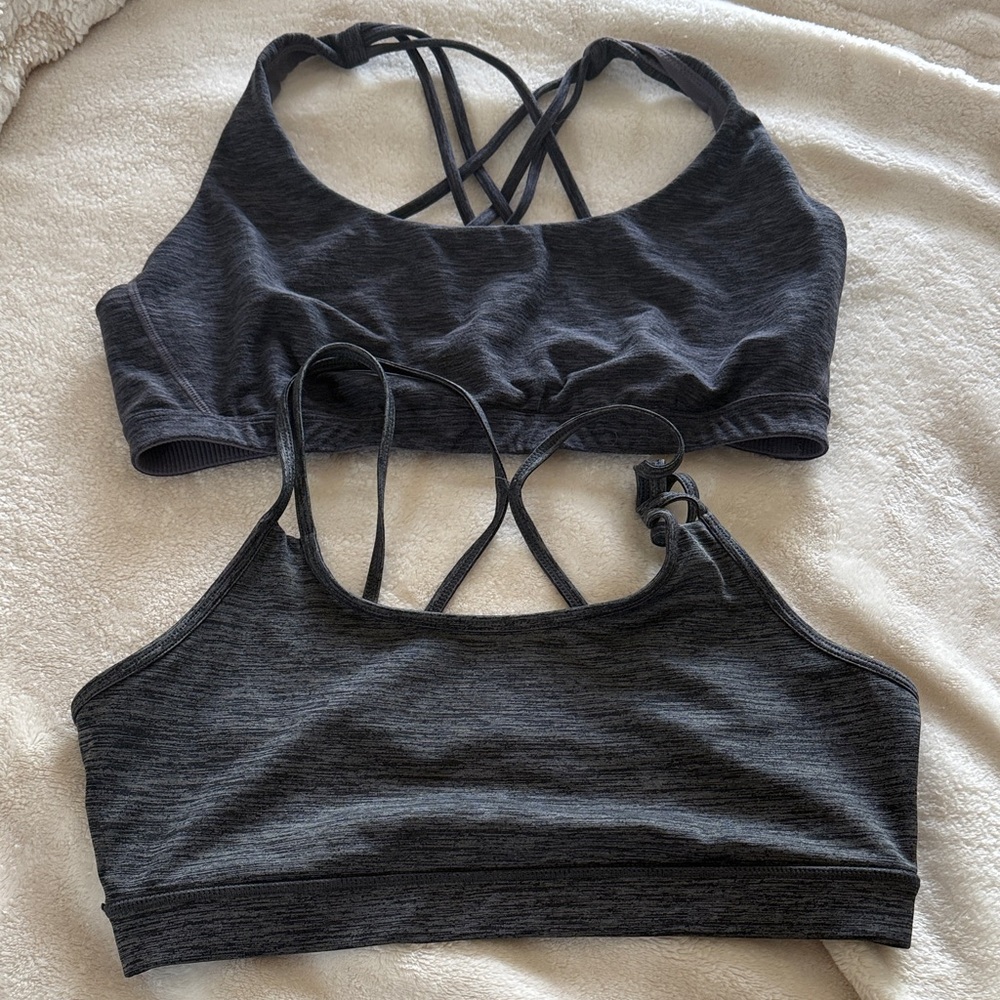 Women's Heather Charcoal Strappy Sports Bralette